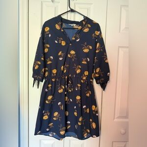 Hint Of Blush Sunflower V-Neck 3/4 Sleeve Dress Size XL